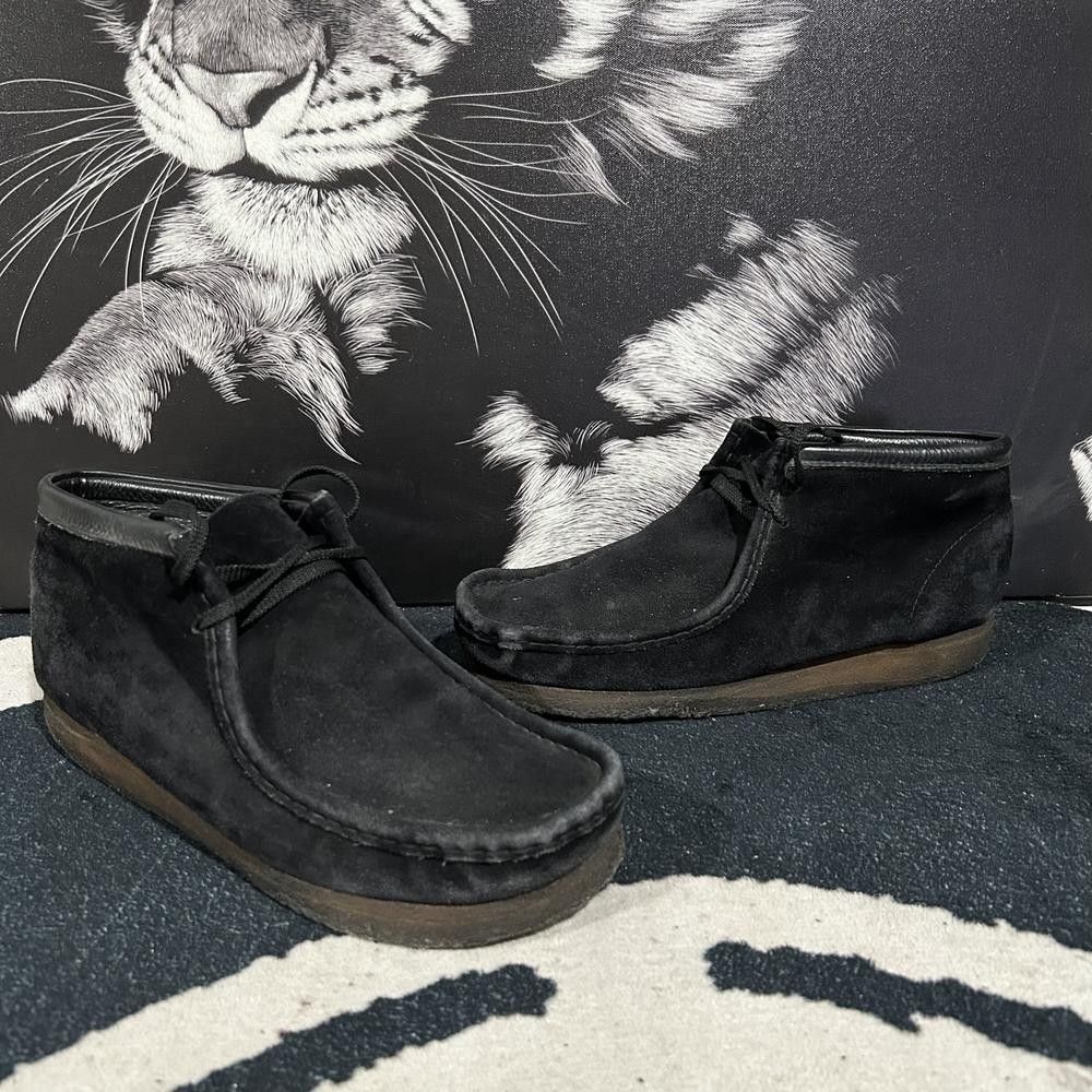 Clarks Wallabee 35409 Chukka Boot Men's 10 Black Suede Leather Lace-Up Ankle